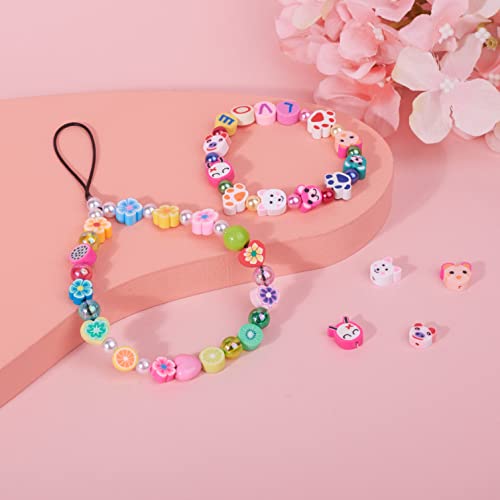 300 st. Polymer Clay Kralen Gemengde Fruit Dieren Bloem Thema Kralen Zachte Pot Kralen met armband koorden en Kralen Draad voor sieraden maken ketting 4