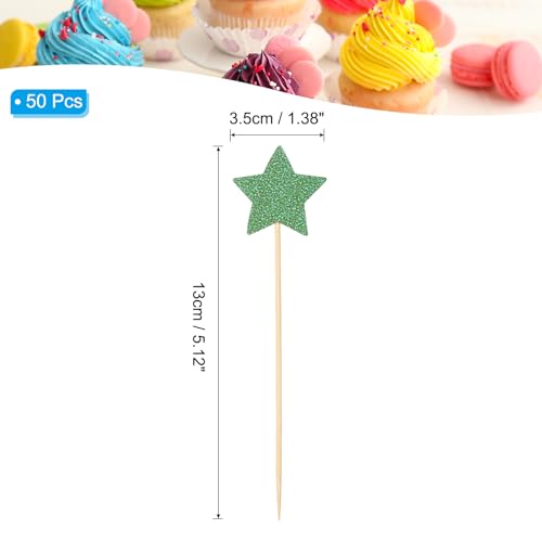 Little Star Cupcake Toppers, 50 stuks Star Cupcake Picks verjaardag cake decoraties voor bruiloft engagement bruids douche partij leveringen, gras groen