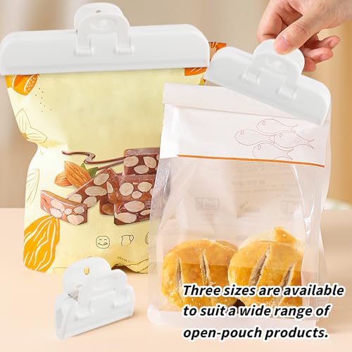 Afsluitklemmen, 6 stuks Sachet Clips White Food Clips, 3 maten, Herbruikbare Klemmen voor snacks, noten, koffie 4