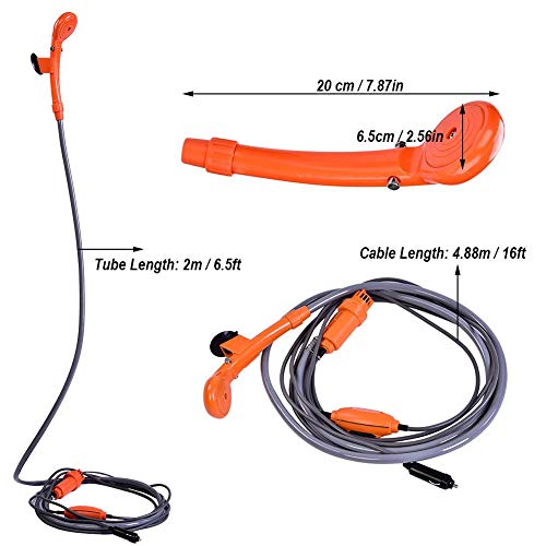 Auto douche, 12V autoplug Outdoor Portable Doucheset voor voertuigen, Camping Reizen, Camping, Boottochten, Huisdier Schoonmaak Etc