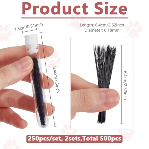 500st Dier Whiskers voor ambachten Naald Villing, 6,3-8,6 cm lang, zwart Simulated Animal Whiskers Plastic Craft Animals Barden voor Kat, Muis, Konijn, Poppen