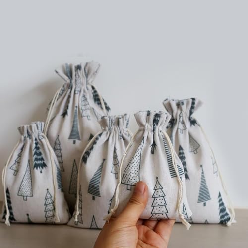 25 stuks jute zakjes, 15 x 20 cm, katoenen zakjes met trekkoord, adventskalender om te vullen, groot, vulbare cadeauzakjes en zakjes voor Kerstmis (15 x 20 cm) 4