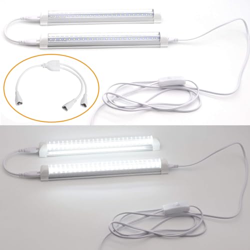 T5 T8 LED-splitterkabel, 3-pins LED-draadbuisconnector 1 mannelijke naar 2 mannelijke verlengkabel voor plafondlampen, geïnntegreerde buislampvoet (2 stuks) 5