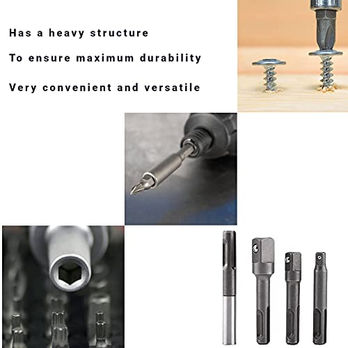4 stuks SDS Plus hex schroevendraaier met hex handvat en uitbreiding voor schroefmoersleutels, geschikt voor de meeste elektrische schroevendraaiers 4