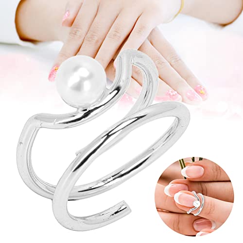 Pearl Finger Nagel Knokkelringen Stijlvolle en eenvoudige koperen vingertoppen sieraden vingernagel Beschermende hoes Nagel Accessoires voor vrouwen meisjes:(3052 Platinum), koper 4