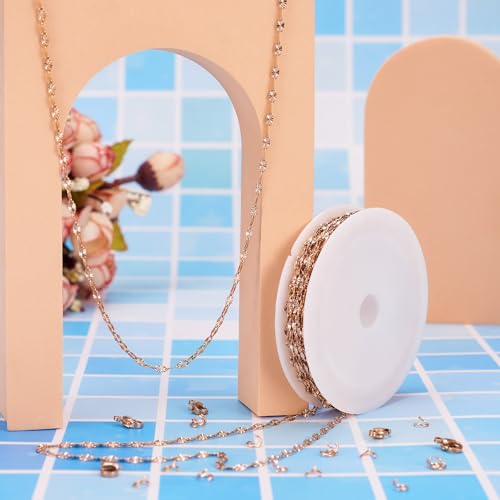 5m roestvrij staal gevlekte ketenen Rose Gold geraspte uitbreiding kettingen met kreeft Klauw sluiting Jump Rings voor armband ketting sieraden maken