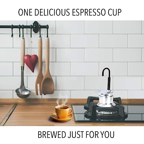 Moka Single Spout Pot, Moka Koffiezetapparaat, Stofop Koffiezetapparaat, Single Tube Moka Pot, 1 Cup 50ml Aluminium Legering Spuit kookplaat Italiaanse koffiezetapparaat, voor Outdoor 5