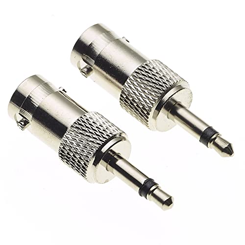 BNC Socket To 3.5mm Mono Jack Plug Adapter - Vrouwelijke TS Man Plug, DAB CB Radio Antenna Composite Adapter 1/8" Vernikkelde Connector DVR En meer - Pakje van 2