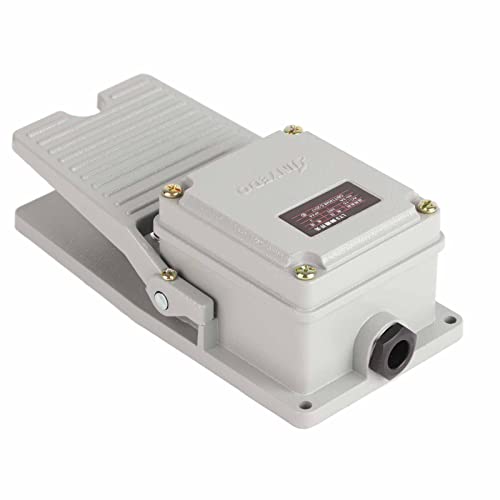 AC 250V 15A 1NO 1NC Voetschakelaar Momentary Aluminium, Industrial Momentan Metalen voetschakelaar, met Kabelingang [Energieklasse A+] 5