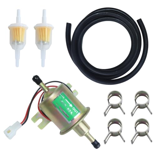 Universele elektrische 12V-auto brandstofpomp HEP-02A Geschikt voor auto, vrachtwagen, boot, grasmaaier, carburator met brandstofleiding + 2 brandstoffilters + 4 slangklemmen 3