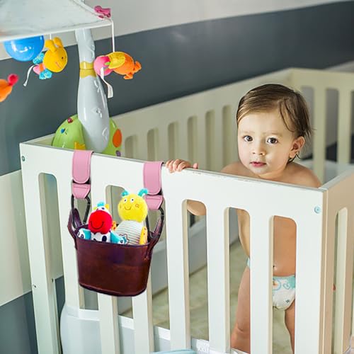 4Stuks kinderwagen Hook Clips, lederen stijl Pram Hooks 360 Degree draaibare Baby kinder kinder kinderwagen Hooks Heavy Duty kinderwagen Hook Clips Universele Buggy Clips voor rugzak luiertas handtas (Roze) 5