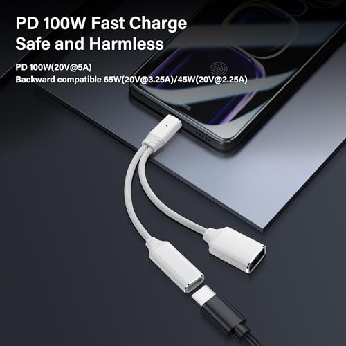 USB C naar USB OTG Adapter 1 in 2 Splitter USB C Man naar USB Een vrouw met 100W PD Laadkabel Type C OTG Vrouw voor Smartphone, Tablet, Laptop, enz. 4