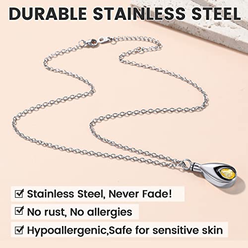 Roestvrij stalen Memorial Ketting voor As, Vrouwen ketting met Teardrop Cubic Zirconia Urn Hanger Silver Ash Amulet voor Keepsake met 51 cm + 5 cm Ketting 5