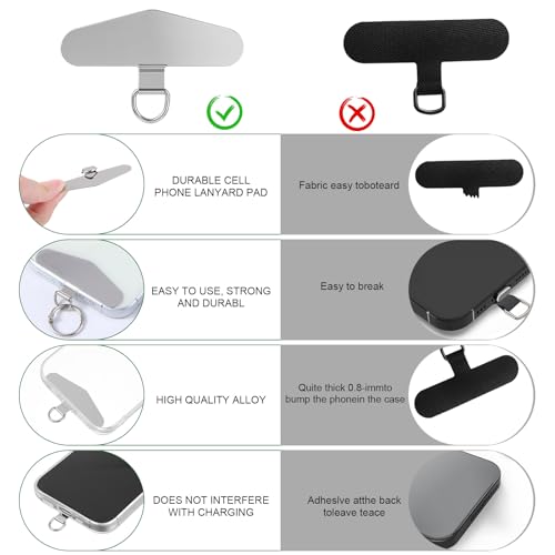 4PCS Metalen telefoon Tether Tabs, Telefoon Lanyard Vervanging Deel Universeel Mobiele telefoon Lanyard Patch Pad zonder lijm 3