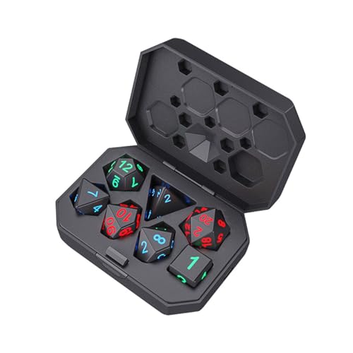 Sea Rechargeable DND Dice 7 PCS Light Up Dice, met laadbox voor Dungeons en Dragons Polyhedral Dice Set RPG Rol spelen tafelspel