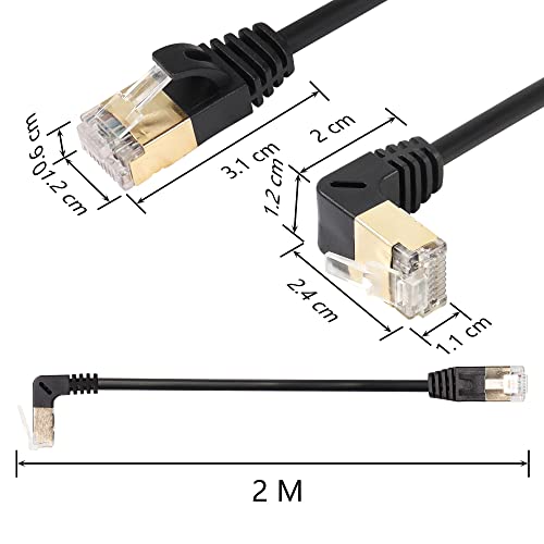 RJ45 Cat8 Ethernetkabel, 90 graden omhoog man tot man High Speed Cat8 netwerkkabel, 40Gbps 2000Mhz SFTP Patch Kabel voor Router Modem Server etc. 3