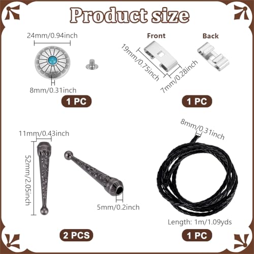 2 stuks Bolo Tie bijlage vervanging bit Set voor Bolo Ties accessoires Bolo Tie accessoires Zilver Platinum antiek