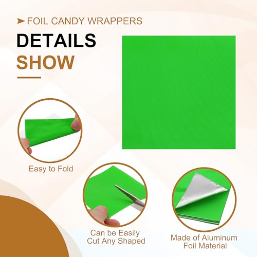 3.15 Inch Foil Candy Wrappers, 100 stuks Chocolate Wraping Paper voor Homemade Caramel DIY Sweets Decoratie Chocolade Cake Verpakking, Licht Groen 3