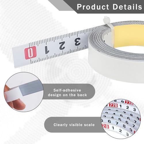 Verpakking van 2 tape maat zelfklevende 3 m zelfklevende koolstofstaal tape maatregel voor het meten van werkbanken, timmerwerk, tabellen (metrisch, 1 x links naar rechts, 1 x rechts naar links) 3