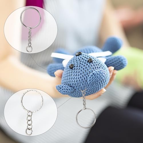 20 stuks sleutelhanger Sleutelhanger instellen Ringen met kettingmetaal Key Chain Metal Splices Keychain Hoepels met ketting voor DIY Craft Tassels Hars Sleutels 5