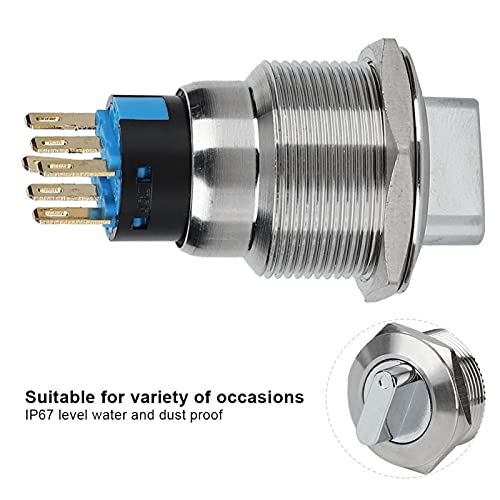 Inverter, 19mm 5A 5~14N Roestvrij staal Roestvrij stalen draaiknop Waterdicht IP67 Selective Switch(6 Pin And 3 Level) 4