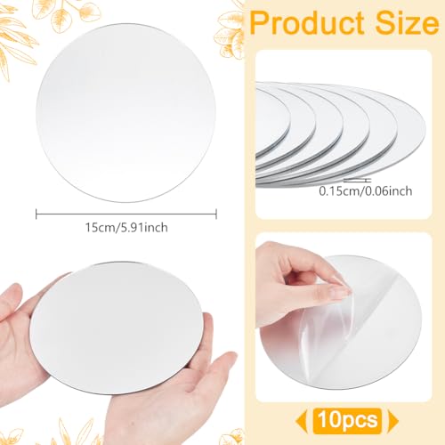 10 st Ronde Acryl Spiegels Zilver Frameloze muur Mount 15cm Diameter 1.5mm dikke decoratieve spiegel Home Decor