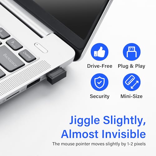 Mouse jiggler, niet-herkenbare USB muis mover met USB-C adapter converter, simuleert bewegingen om te voorkomen dat de laptop overschakelt naar de slaapmodus, driver-free, plug and play 3