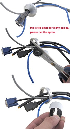 2x Metal Ronde Computer Bureau Transit Kabelgathoezen voor het beheer van kantoor- en computerapparatuur Bureau, Hole Dia 80mm 3