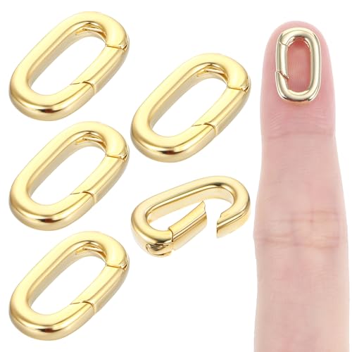 5 stuks Ovale Gesp Gouden Juwelen Connectoren, Lobster Feather Gesp Korter Clip Carabiner ketting Connector Goud-vergulde lente sluitingen voor ketting en armband maken, Veelzijdige DIY