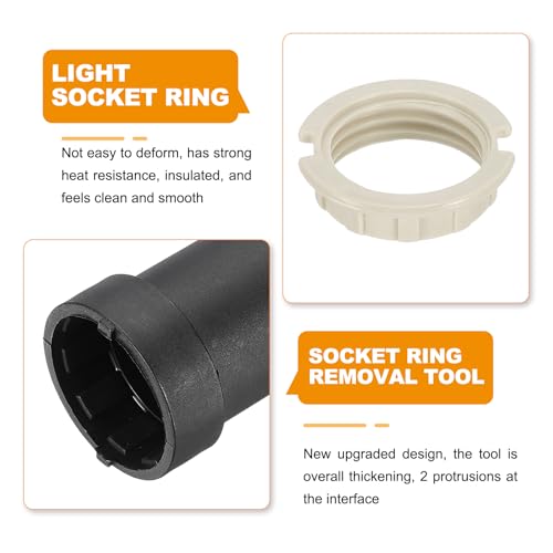 G9 Lamphouder Ringset, Lamphouder Adapter 8 Plastic/Zinc Legering Ring Vervanging met Lampschade Halsband Ring Removal Tool 125mm Wit/Zilver 4