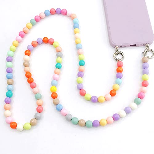 Universele mobiele telefoonketting met kleurrijke acrylkralen, gsm-snoer, hanger, polsbandje, ketting, mobiele telefoon, lanyardketting, mobiele telefoonketting, mobiele telefoonketting