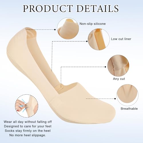 6 paar onzichtbare enkelsokken voor vrouwen, 35-38, korte non-slip zomersneaker sokken met silicone pad, onzichtbare sokken, ademende korte sokken, huidkleur, halve sokken, ballerina sokken, huid