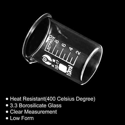 3st 10ml Low Shape Glass Cup, 3.3 Borosilicaat Glas Afgestudeerd Gedrukte schaal meten Cups met Spout voor Keuken Lab Liquids 4