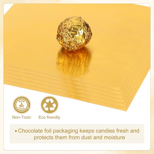 Foil Candy Wraps 5x5 Inch, 100 stuks Vierkante Glossy Aluminium Foil Candy Wrapping Paper voor DIY Chocolate Sweets Verpakking Decoratie, Goud 4