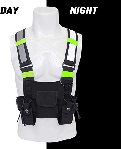 Universal Radio Chest Harness Rig - Prepack Pouch Holster Vest Rig Chest Bag draagtas voor Two Way Radio Walkie Talkie, Green, Holster Case, groen, Holster Case 3