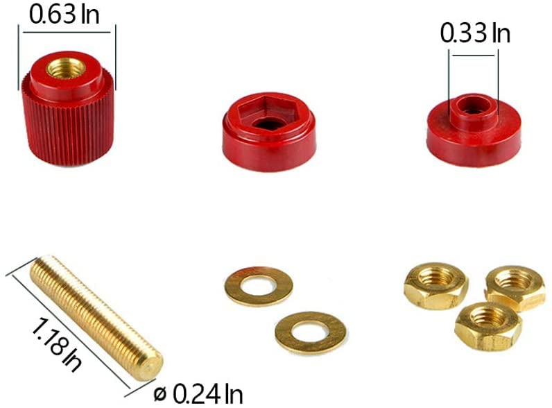 10Stuks Bindende Post Socket 1/4" Batterij Bindende Post M6.6mm 100A Messingbinding Poolbanaan Plug Socket Panel Mounting Power Terminal Block