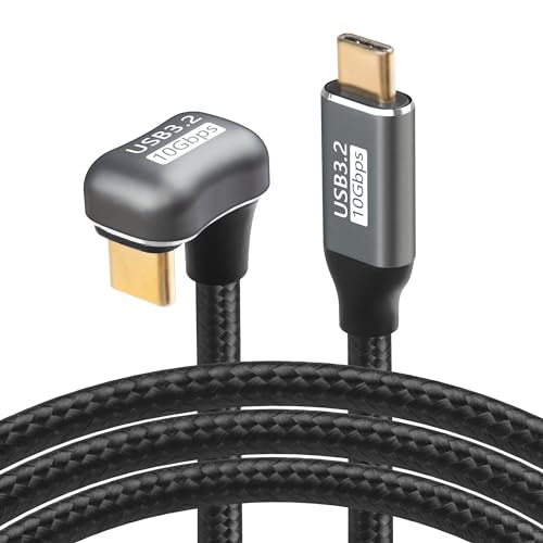 USB C naar C Kabel, 100W, U Vorm, Achter gebogen, USB-C USB 3.2, Type C, Man tot vrouw, 10Gbps Data Extension, Gevlochten Nylon Fast Charging Kabel voor USB C apparaten (1m)