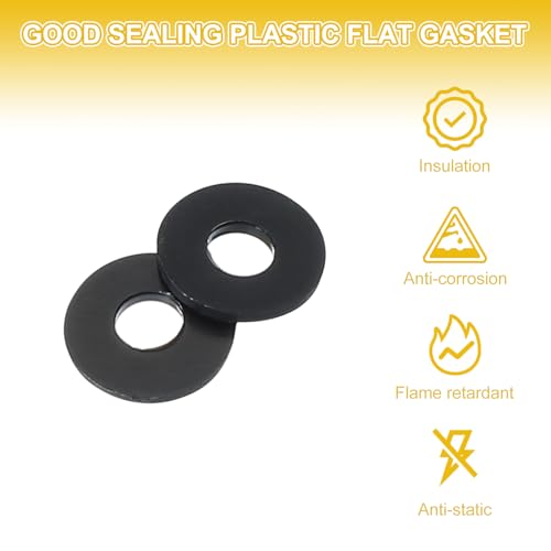 M3 Nylon Platte Afdichtingen, 120 st 3mm ID 8mm OD 1mm Dikke Plastic Afdichtingen Platte Ronde Afdichtingen Afdichtingen Vervanging, Zwart 4