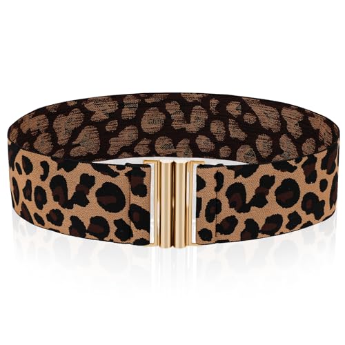 Brede elastische tailleband voor vrouwen, vintage elastische tailleband met luipaardprint, mager jurkje, broekriem
