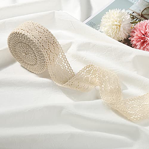 Lace Ribbon 10m Vintage Lace Edge Ca. 4,5cm voor Naaien Trouwtafel Decoratie Ambachten Cadeau Lint Kraft Papier (Beige)