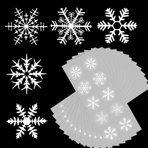 120 stuks sneeuwvlok Zelfklevende kersttickers Transparante kerstticker Ideale labels voor kaarten maken Scrapbook Holiday Envelope Seal and Craft Projects (White)