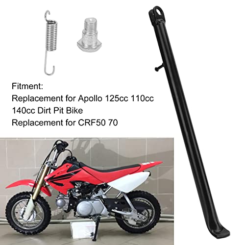 Kickstand, 420mm/16.54in Motorfiets Side Kickstand Ondersteuning Vervanging voor CRF50 70 125cc 110cc 140cc Vuilnisbakfiets (zwart)