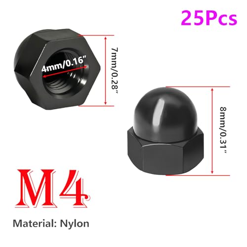 Verpakking van 25 zeskantige beschermende caps met binnendraad, M4 beschermende caps voor schroeven, plastic beschermdopjes, schroefdopjes, zwart