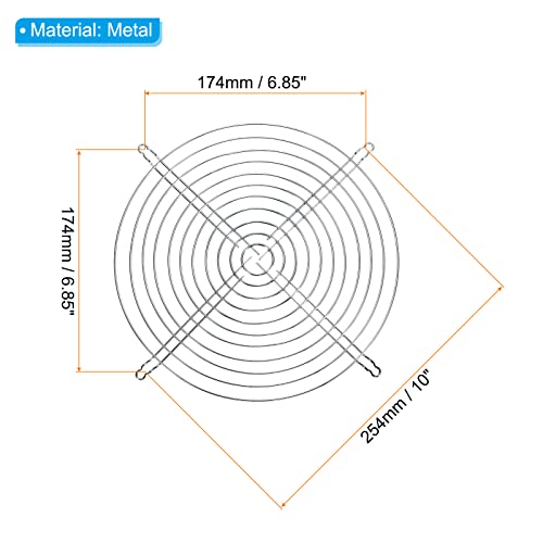 254mm Dia Fan Finger Grill, 1 Pack Metal Grill Protector Guard voor 254X254mm Ventilator beschermhoes DIY, Silver