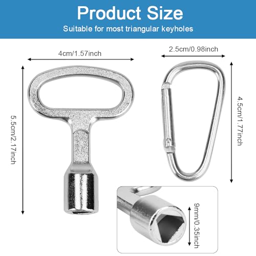 Set van 2 Driehoekige moersleutels, Universele 3-zijdige sleutel, Barrier, Brand Brigadesleutel, Driehoekige moersleutel met karabijnmoersleutel, Driehoekmoersleutel voor Radiator, Prullenbak, Lift