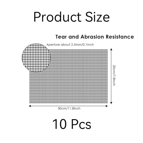 Flower Pot, Pack van 10 Fiberglass Black Drainage Grille 20 x 30 cm Vierkante raster Mat Bonsai Grid Bonsai Net Accessoires voor Tuin Outdoor Potted Planten Voorkomen dat de aarde van wegstromen