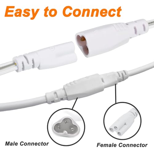 T5 T8 LED-splitterkabel, 3-pins LED-draadbuisconnector 1 mannelijke naar 2 mannelijke verlengkabel voor plafondlampen, geïnntegreerde buislampvoet (2 stuks) 4