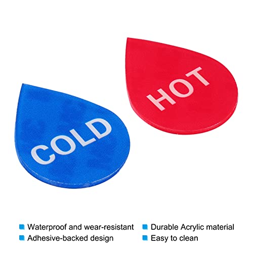 2 Pairs/4 stuks warm koud water lijm Stickers, acryl Drop Shape Stickers, platen voor kranen, bekken, rood blauw 4