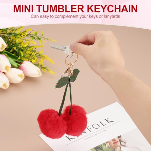 Pom Pom sleutelhanger, Fluffy sleutelhanger leuke bont bal sleutelhangers Cherry Bag Charm Nep konijn bont voor meisjes rugzakken 3