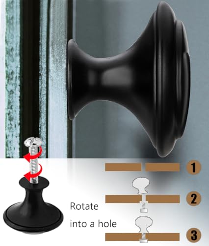 25 Stuk Ronde Kast Knobs Pulls, Roestvrij stalen Zwarte Deur Knobs Kast Knob Mushroom Lade Knobs met bevestiging Schroeven voor meubelkasten Badkamer (30mm) 4